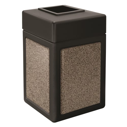 Commercial Zone PolyTec 42 Gallon Trash Container, Black with Riverstone Panels